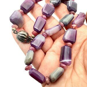 Womens Necklace Sterling Silver Amethyst Gemstone Bead